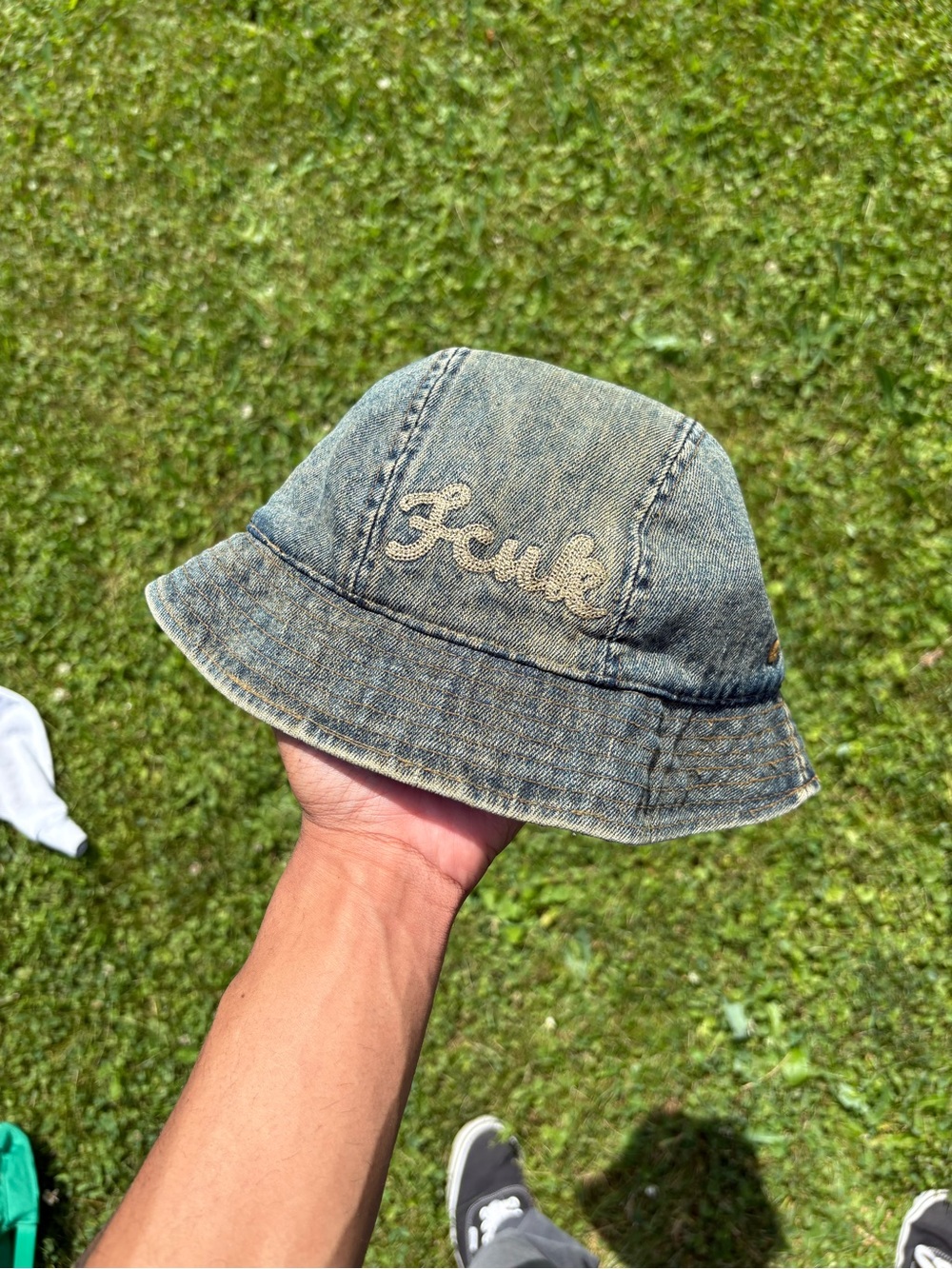 Vintage fcuk Denim Bucket Hat Medium French Connection 90s Y2K Acid Wash